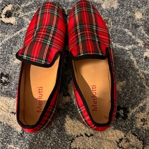 Red Plaid Men's Slip-On Loafers